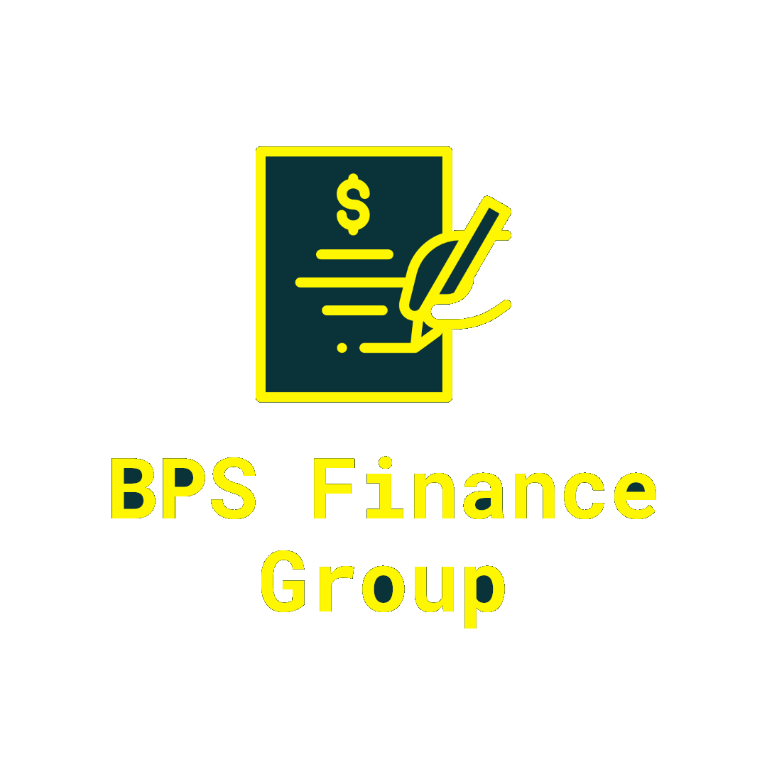 A green background with the words bps finance group written in yellow.
